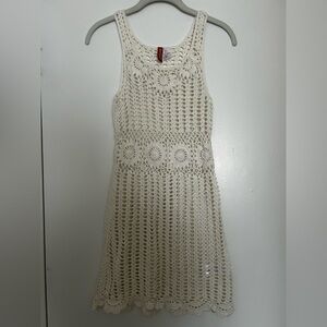 H&M Women's Cream Crochet Mini Dress